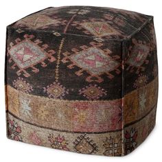 Loloi Cube Pouf LPF0033, Multi-Furniture - Chairs-High Fashion Home Bean Bag Filler, Square Pouf, Family Furniture, Brown And Pink, High Fashion Home, Colorful Furniture, Pink Tone, Nebraska Furniture Mart