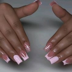 https://www.instagram.com/nails_by_irenitaa?igsh=NTc4MTIwNjQ2YQ== Pink French Christmas Nails, Pink Plaid Nails Acrylic, Short Square Acrylic Christmas Nails, Light Pink Christmas Nails Almond, Short Pink Winter Nails, Christmas French Tip Nails Coffin, Pink Snow Nails, Christmas Medium Nails, Short Christmas Nails Pink