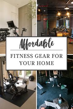 the inside of a home with various gym equipment and workout equipment in it, including an exercise