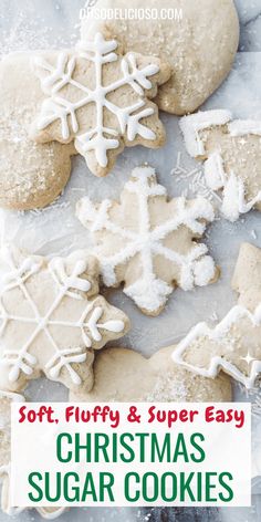 soft, fluffy and super easy christmas sugar cookies are the perfect treat for holiday baking