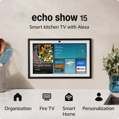 MEET THE ALL-NEW ECHO SHOW 15 - A stunning 15.6" Full-HD (up to 1080p) smart display that's perfect for your kitchen and ready to show you more. Use customizable widgets to keep your day on track, watch your favorite shows with Fire TV and powerful vibrant sound, and enjoy natural video calling, with 3.3x zoom and wide field of view. FAMILY ORGANIZATION HUB - See your top widgets at a glance, like your familys calendars and to-do lists, local weather, photos, and more. ALL YOUR FAVORITES, ALL RI Smart Home Dashboard, Natural Video, Amazon Echo Show, Smart Display, Tablet Amazon, Tv In Kitchen, Family Organization, Kitchen Tv, Tech Essentials