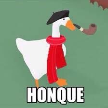 a cartoon duck with a pipe in its mouth and the words honque on it