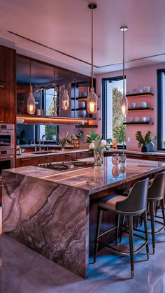 Elevate your kitchen with these 25 luxury ideas featuring polished wood, marble, and sophisticated decor for a modern and elegant cooking space. #ModernKitchenLuxury #MarbleWoodDesign #SophisticatedInteriors Modern Kitchen Luxury, American Kitchen, Marble Wood, Kitchen Stand