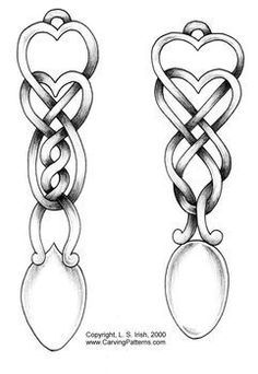 an image of two hearts and spoons in the form of intertwined lines on white paper