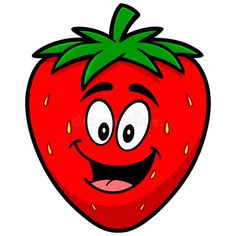 Strawberry Cartoon Mascot stock illustration Disney Characters Clipart, Strawberry Cartoon, Strawberry Clipart, Mascot Illustration, Cartoon Banana, Crayons Pastel, School Board Decoration, Fruit Logo, Fruit Cartoon