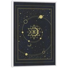 an image of the solar system in gold on black paper