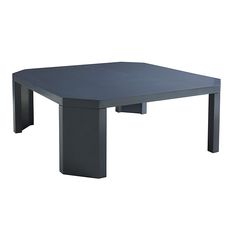 a black table with two legs and a square shaped top on an isolated white background