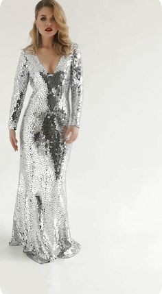 Disco Ball Prom, Silver Disco Dress, Disco Ball Dress, Sparkly Mirror, Party Dress Glitter, Jlo Dress, Christmas Fashion Outfits, Womens Sequin Dresses, Mirror Dress