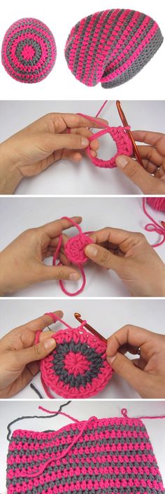 the crochet pattern is being worked on by someone using yarn to make it