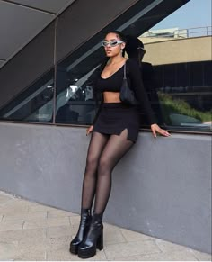 Heels And Stocking Outfit, Boots With Stockings Outfit, Classy Fishnets Outfit, Black Platform Heels Outfit Classy, Short Skirt With Stockings Outfit, Vegas Fall Outfit, Skirt With Fishnets Outfit, Fishnet Stockings Outfit Classy, Skirt With Pantyhose Outfits