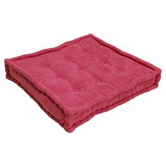 a pink dog bed on a white background