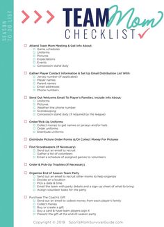 the team mom checklist is shown here