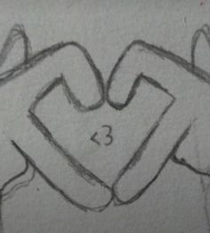 a drawing of two people holding each other's hands with the number three drawn on them