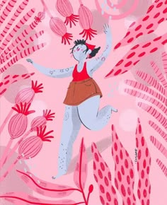 an illustration of a woman dancing among flowers