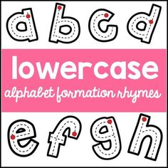 the lowercase font and lowercase letters are in black, white, and pink