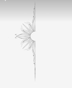 a black and white drawing of a sunflower on a light gray background with space for text