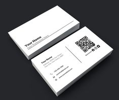 two white business cards with qr code on them