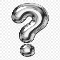 a silver question mark on a transparent background