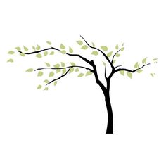 the silhouette of a tree with leaves blowing in the wind on a white background illustration