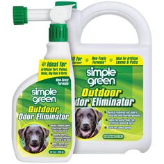 two bottles of simple green outdoor odor eliminator