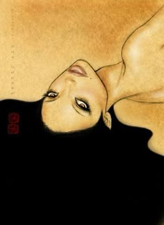 a drawing of a woman laying down with her eyes closed