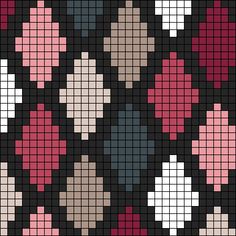 a cross stitch pattern with hearts on black and pink colors, as well as the background