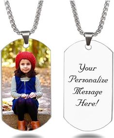 Amazon.com: Interway Trading Personalized Custom Full Color Photo and Message Necklace Pendant Dog tag (Full Color Photo Style): Clothing, Shoes & Jewelry Message Necklace, Photo Style, Personalized Pendant, Color Photo, Stainless Steel Pendant, Photo Styling, White Photo, Dog Tag, Custom Necklace