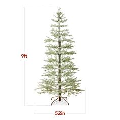 a white christmas tree is shown with the measurements for it's size and height