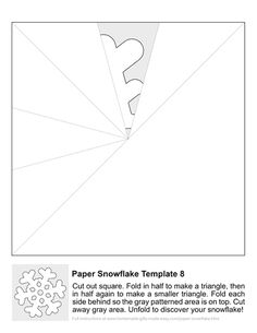 paper snowflake template 8 cut out square in half to make a triangle, then it will again