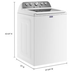 the front load washer is shown with measurements for each side and top loading area