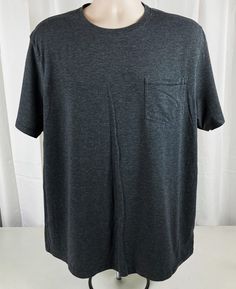 George Men's Pocket T-shirt XL (46-48) Black/Dark Gray Polyester Blend SS Pocket Tshirt, Dark Black, Dark Gray, Casual Shirts