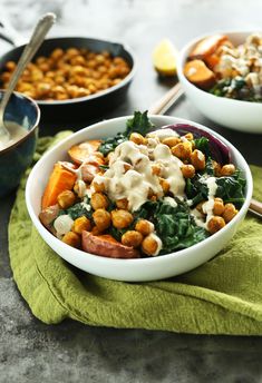 two bowls filled with different types of food