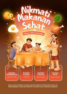 Kenalkan pentingnya makanan sehat dengan poster pendidikan ilustratif ini. Cocok untuk dekorasi kelas oleh guru/admin sekolah atau sebagai tugas kreatif siswa. Desainnya sangat mudah digunakan, kamu bisa mengedit warna, teks, grafis, dan foto sesuai dengan branding kamu. Jadikan belajar tentang makanan sehat lebih menarik dan penuh inspirasi. Klik sekarang untuk mendapatkan template ini dan mulai ajak semua orang untuk makan lebih sehat. Keywords: Poster Pendidikan, Poster Edukasi, Poster Digital, Poster Canva, Poster Sekolah, Dekorasi Kelas, Poster Promo Kesehatan, Poster Iklan Layanan Masyarakat. Poster Promo, Digital Poster, Canva Template, Poster Design, Branding, Canvas, Design