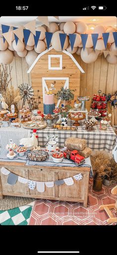 a table filled with lots of food and decorations