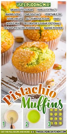 the recipe for pistachio muffins is shown