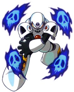 an image of a cartoon character with skulls on his chest and hands in the air