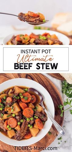 instant pot ultimate beef stew with carrots and peas