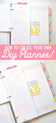 a binder with the words how to create your own diy planner on it