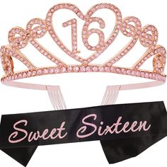 a tiara with the name sweet sixteen on it