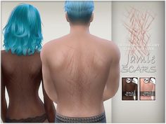 the back of two people with blue hair and no bras are shown in this image