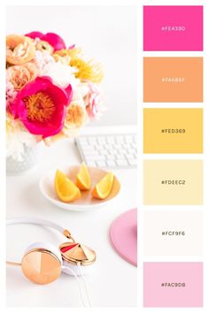 the color scheme is pink, yellow and orange