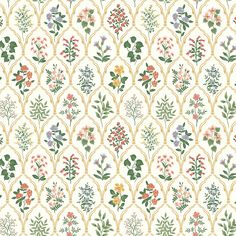 a wallpaper with flowers and leaves on it