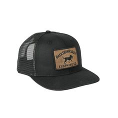 The Waxed Pursuit Trucker is a stylish hat made from waxed cotton. Boasting a classic black and gold color scheme, this hat has a lightweight and breathable interior, making it the perfect accessory for any outdoor activity. With its unique waxed cotton construction, this hat is sure to make its wearer stand out from the crowd. Snapback Mid pro Mesh back Gold patch Black Cotton Trucker Hat, Vintage Black Outdoor Hat, Vintage Black Hat For Outdoor, Fitted Trucker Hat For Outdoor, Fitted Black Trucker Hat, Black Fitted Trucker Hat, Black Cotton Trucker Snapback Hat, Black Cotton Baseball Cap For Outdoor, Classic Adjustable Hat With Waxed Finish