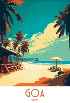 an image of a beach scene with palm trees