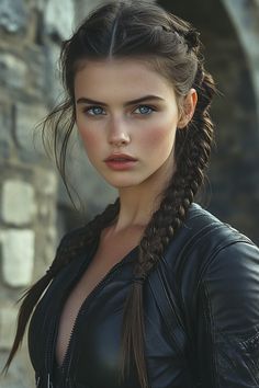 a beautiful young woman with braids on her hair