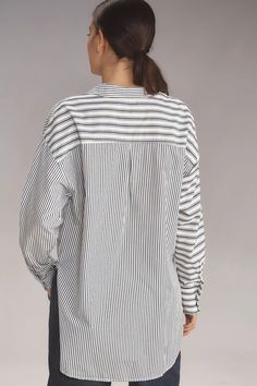 The Bennet Buttondown Shirt by Maeve: Blocked Stripe Edition | Anthropologie Anthropologie Uk, Warrior Queen, Greek Goddess, Beach Day, Color Coding, High & Low, Anthropologie, Button Down Shirt, Tops & Tees