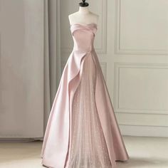 Olivia Mark - Blush Pink Strapless Formal Evening Gown for Adult Hosts and Engagements Pink Tube Top, Prom Dresses Long Pink, Formal Bridesmaids Dresses, Tulle Maxi Dress, Strapless Prom Dress, Floor Length Prom Dresses, Satin Tulle, Engagement Dresses, Custom Size Dresses