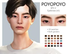 an image of a man's face with different colored eyebrows and hair color options