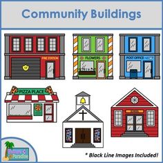 Create your own city with this awesome clip art pack! With so many buildings to choose from, you will have a hard time picking your favorite! The following buildings are included:- Bakery- Bank- Barber Shop- Church- Coffee House- Fire Station- Flower Shop- Grocery Store- Hospital- House- Ice Cream Shop- Library- Museum- Office Building- Pet Store- Pizza Shop- Police Station- Post Office- School- TheatreThis pack works well with my "Bubble Buddies Career Clip Art". Cardboard Community Buildings, Community Buildings Free Printable, Community Preschool Activities, Building Crafts For Preschool, Community Clipart, Community Map, Communities Unit, Community Places, Community Helpers Theme