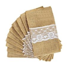 burlap napkins with lace on them